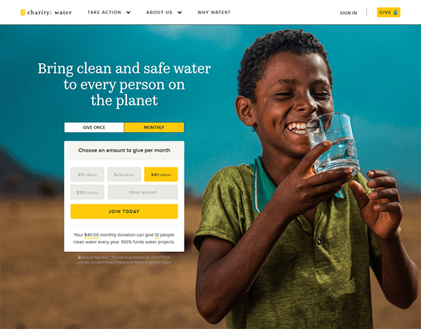 A child smiles while drinking a glass of water, highlighting the impact of clean and safe water initiatives. Discover how contributing through the best charity websites can bring positive change, with monthly donation options of $30, $60, and $90.