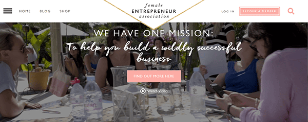 Women entrepreneurs gathered around a table outdoors with papers and water bottles, under text that reads, "We have one mission: To help you build a wildly successful business.