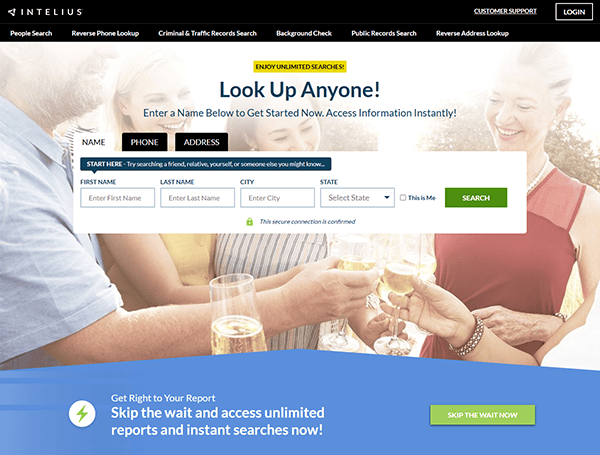 A group of people toast with wine glasses in front of a sleek search engine interface, reminiscent of advanced background check websites designed for discovering information about individuals.