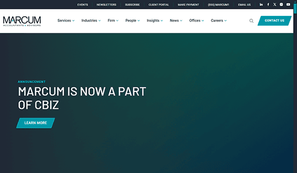 Marcum is thrilled to announce that we are now a part of CBIZ, enhancing our offerings as one of the best accountant websites available.