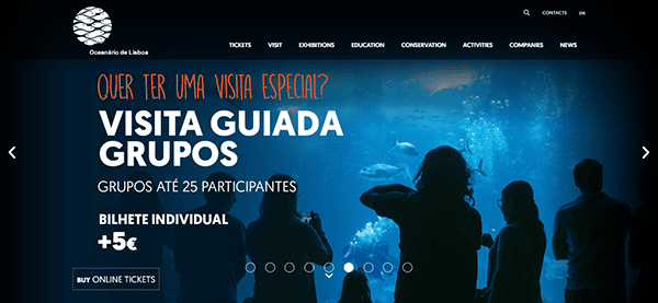 Explore the Oceanário de Lisboa, one of the best aquarium websites, and book a guided group visit for up to 25 participants. A small additional fee of +5€ applies per person, offering an unforgettable underwater adventure.