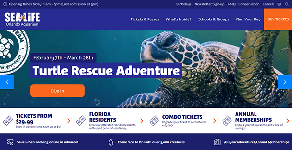 Dive into the world of Turtle Rescue Adventure at SEA LIFE Orlando Aquarium, where you can explore vibrant exhibits and encounter a swimming turtle. Discover ticket options on one of the best aquarium websites, offering an unforgettable aquatic experience for all ages.